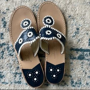 Size 10 navy jack Rodgers sandals. Worn once!